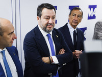 Matteo Salvini and Giuseppe Sala attend the inauguration during the opening of the entire section of the Metropolitana M4 Blu Line from San...