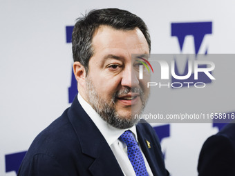 Matteo Salvini attends the inauguration during the opening of the entire section of the Metropolitana M4 Blu Line from San Cristoforo to Lin...