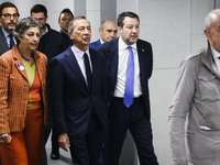 Matteo Salvini and Giuseppe Sala attend the inauguration during the opening of the entire section of the Metropolitana M4 Blu Line from San...