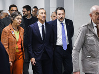 Matteo Salvini and Giuseppe Sala attend the inauguration during the opening of the entire section of the Metropolitana M4 Blu Line from San...