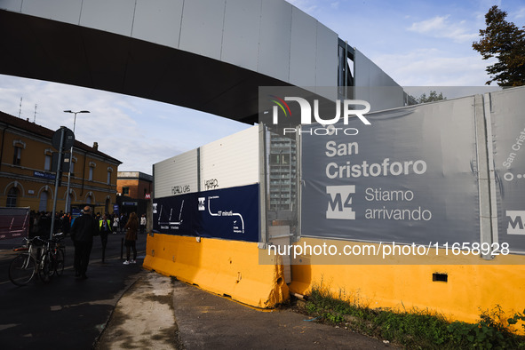 A moment occurs during the inauguration of the entire section of the Metropolitana M4 Blu Line from San Cristoforo to Linate in Milan, Italy...