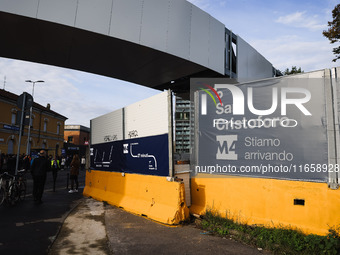 A moment occurs during the inauguration of the entire section of the Metropolitana M4 Blu Line from San Cristoforo to Linate in Milan, Italy...