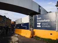 A moment occurs during the inauguration of the entire section of the Metropolitana M4 Blu Line from San Cristoforo to Linate in Milan, Italy...