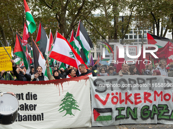 A thousand people take part in the big protest against the Israel attack on Gaza and Lebanon in Cologne, Germany, on October 12, 2024. (