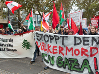 A thousand people take part in the big protest against the Israel attack on Gaza and Lebanon in Cologne, Germany, on October 12, 2024. (