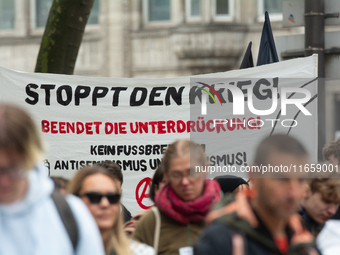 A thousand people take part in the big protest against the Israel attack on Gaza and Lebanon in Cologne, Germany, on October 12, 2024. (