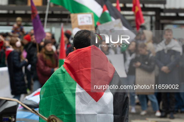 A thousand people take part in the big protest against the Israel attack on Gaza and Lebanon in Cologne, Germany, on October 12, 2024. 