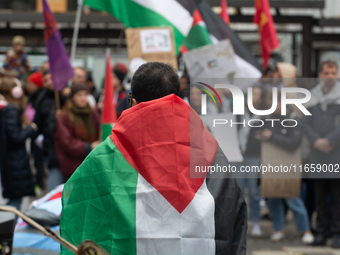 A thousand people take part in the big protest against the Israel attack on Gaza and Lebanon in Cologne, Germany, on October 12, 2024. (