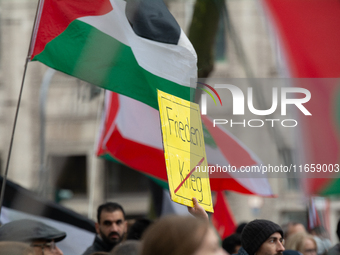 A thousand people take part in the big protest against the Israel attack on Gaza and Lebanon in Cologne, Germany, on October 12, 2024. (