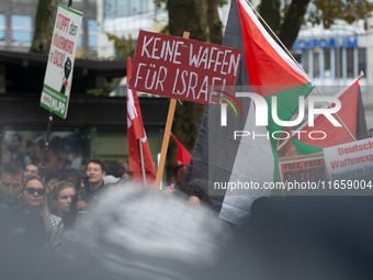 A thousand people take part in the big protest against the Israel attack on Gaza and Lebanon in Cologne, Germany, on October 12, 2024. (