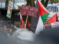 A thousand people take part in the big protest against the Israel attack on Gaza and Lebanon in Cologne, Germany, on October 12, 2024. (