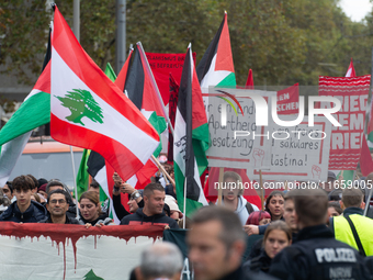 A thousand people take part in the big protest against the Israel attack on Gaza and Lebanon in Cologne, Germany, on October 12, 2024. (