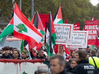 A thousand people take part in the big protest against the Israel attack on Gaza and Lebanon in Cologne, Germany, on October 12, 2024. (