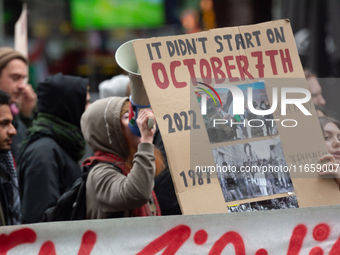 A thousand people take part in the big protest against the Israel attack on Gaza and Lebanon in Cologne, Germany, on October 12, 2024. (