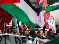 A thousand people take part in the big protest against the Israel attack on Gaza and Lebanon in Cologne, Germany, on October 12, 2024. (