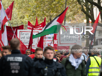 A thousand people take part in the big protest against the Israel attack on Gaza and Lebanon in Cologne, Germany, on October 12, 2024. (