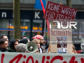 A thousand people take part in the big protest against the Israel attack on Gaza and Lebanon in Cologne, Germany, on October 12, 2024. (