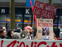 A thousand people take part in the big protest against the Israel attack on Gaza and Lebanon in Cologne, Germany, on October 12, 2024. (