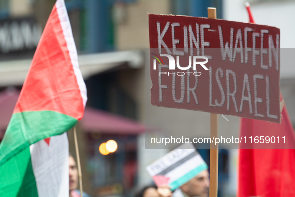 A thousand people take part in the big protest against the Israel attack on Gaza and Lebanon in Cologne, Germany, on October 12, 2024. 