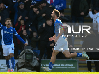 Will Grigg of Chesterfield celebrates after scoring a goal to make it 2-1 during the Sky Bet League 2 match between Chesterfield and Notts C...