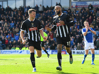 David McGoldrick of Notts County celebrates with Matthew Platt of Notts County after scoring a goal to make it 2-2 during the Sky Bet League...