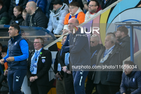 Paul Cook, manager of Chesterfield, looks on during the Sky Bet League 2 match between Chesterfield and Notts County at the SMH Group Stadiu...