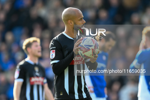 David McGoldrick of Notts County prepares to take a penalty during the Sky Bet League 2 match between Chesterfield and Notts County at the S...