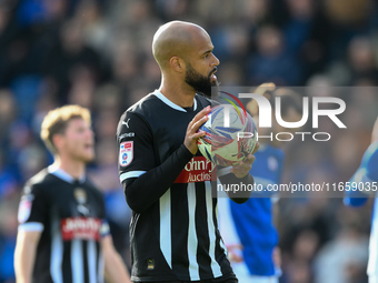 David McGoldrick of Notts County prepares to take a penalty during the Sky Bet League 2 match between Chesterfield and Notts County at the S...