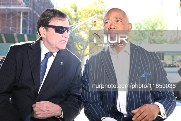 Mayor of New York City Eric Adams (Right) and Interim NYPD Police Commissioner Tom Donlon (Left) attend a street co-naming in memory of Dete...