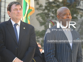 Mayor of New York City Eric Adams (Right) and Interim NYPD Police Commissioner Tom Donlon (Left) attend a street co-naming in memory of Dete...