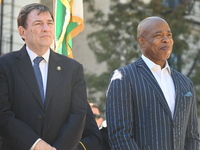 Mayor of New York City Eric Adams (Right) and Interim NYPD Police Commissioner Tom Donlon (Left) attend a street co-naming in memory of Dete...