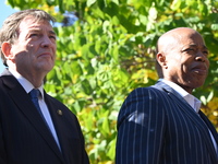 Mayor of New York City Eric Adams (Right) and Interim NYPD Police Commissioner Tom Donlon (Left) attend a street co-naming in memory of Dete...