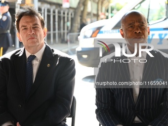 Mayor of New York City Eric Adams (Right) and Interim NYPD Police Commissioner Tom Donlon (Left) attend a street co-naming in memory of Dete...