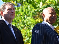 Mayor of New York City Eric Adams (Right) and Interim NYPD Police Commissioner Tom Donlon (Left) attend a street co-naming in memory of Dete...