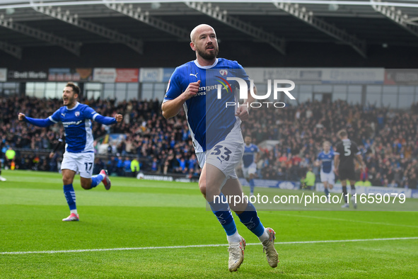 Paddy Madden of Chesterfield celebrates after scoring a goal to make it 1-0 during the Sky Bet League 2 match between Chesterfield and Notts...