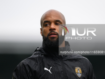 David McGoldrick of Notts County participates in the Sky Bet League 2 match between Chesterfield and Notts County at the SMH Group Stadium i...