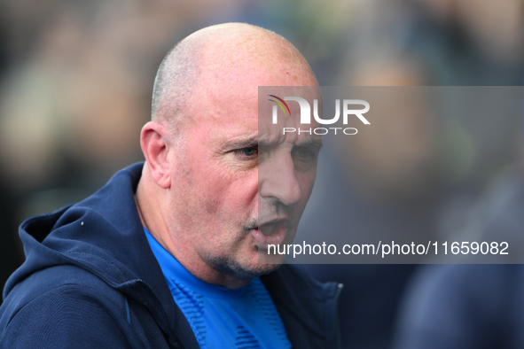 Paul Cook manages Chesterfield during the Sky Bet League 2 match between Chesterfield and Notts County at the SMH Group Stadium in Chesterfi...