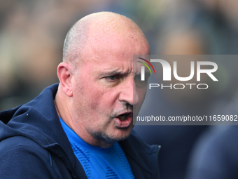 Paul Cook manages Chesterfield during the Sky Bet League 2 match between Chesterfield and Notts County at the SMH Group Stadium in Chesterfi...