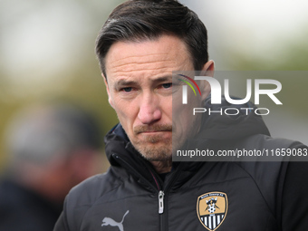 Stuart Maynard manages Notts County during the Sky Bet League 2 match between Chesterfield and Notts County at the SMH Group Stadium in Ches...