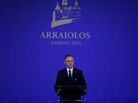 Polish President Andrzej Duda attends the meeting of the presidents of the Arraiolos group at Wawel Castle in Krakow, Poland, on October 11,...