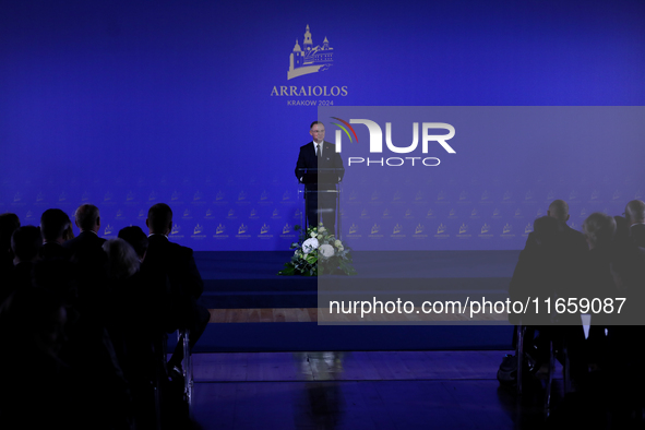 Polish President Andrzej Duda attends the meeting of the presidents of the Arraiolos group at Wawel Castle in Krakow, Poland, on October 11,...