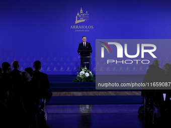 Polish President Andrzej Duda attends the meeting of the presidents of the Arraiolos group at Wawel Castle in Krakow, Poland, on October 11,...