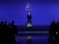 Polish President Andrzej Duda attends the meeting of the presidents of the Arraiolos group at Wawel Castle in Krakow, Poland, on October 11,...