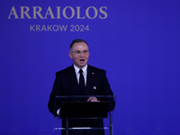 Polish President Andrzej Duda attends the meeting of the presidents of the Arraiolos group at Wawel Castle in Krakow, Poland, on October 11,...