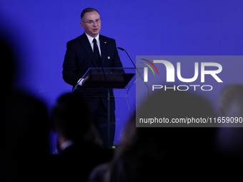 Polish President Andrzej Duda attends the meeting of the presidents of the Arraiolos group at Wawel Castle in Krakow, Poland, on October 11,...