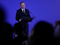 Polish President Andrzej Duda attends the meeting of the presidents of the Arraiolos group at Wawel Castle in Krakow, Poland, on October 11,...