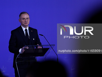 Polish President Andrzej Duda attends the meeting of the presidents of the Arraiolos group at Wawel Castle in Krakow, Poland, on October 11,...