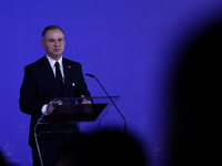 Polish President Andrzej Duda attends the meeting of the presidents of the Arraiolos group at Wawel Castle in Krakow, Poland, on October 11,...