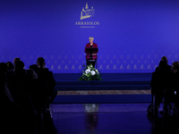 Slovenian President Natasa Pirc Musar attends the meeting of the presidents of the Arraiolos group at Wawel Castle in Krakow, Poland, on Oct...