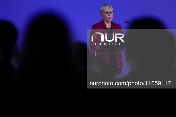 Slovenian President Natasa Pirc Musar attends the meeting of the presidents of the Arraiolos group at Wawel Castle in Krakow, Poland, on Oct...